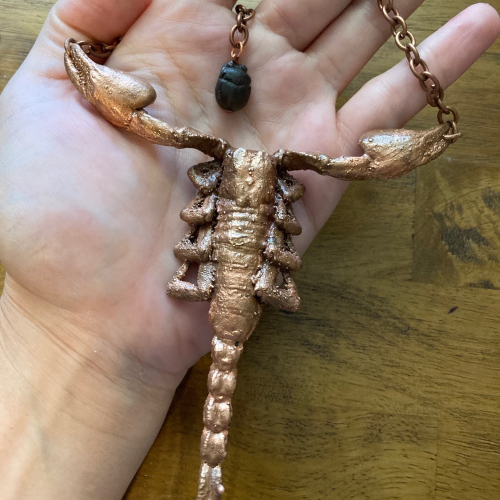 Scorpion Necklace Real Scorpio Copper Large Bib - Picture 5 of 9